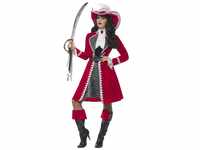 Deluxe Authentic Lady Captain Costume, Red, with Dress, Jacket, Neck Tie & Boot