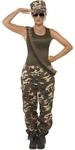 Khaki Camo-Kost&uuml;m Damen enth&auml;lt Leibchen und Hose, Large