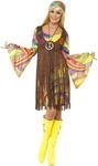 Smiffys, Damen 60er Groovy Lady Kost&uuml;m, Kleid, Weste und Stirnband, Hippie
