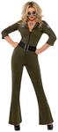 Smiffys, Damen Sexy Top Gun Aviator Kost&uuml;m, Overall und G&uuml;rtel, Top Gun, Gr&ouml;&szlig;e: