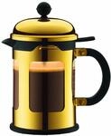 Bodum New Chambord Kaffeebereiter 4 Tassen, Chrom, Gold, cm, 10.6 x 17 x 19.5 cm, 1
