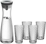 WMF Basic Wasserkaraffe-Set 5-teilig, Karaffe 1l mit 4 Wassergl&auml;ser 275ml,