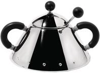 Alessi Zuckerdose mit L&ouml;ffel aus Edelstahl, Griffen und Knopf aus PA, schwarz