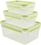EMSA Clip & Close Frischhaltedosen-Set, rechteckig, 0,55 L+1.00 L+ 2,20 L,