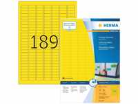 HERMA 4237 Farbige Etiketten gelb, 100 Blatt, 25,4 x 10 mm, 189 pro A4 Bogen,...