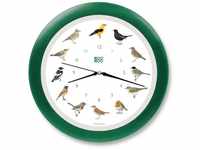 KOOKOO Singvögel Quarzwerk Grün, Die Singende Vogeluhr, runde Wanduhr mit
