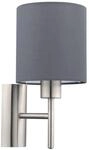 EGLO Wandlampe Pasteri, 1 flammige Textil Wandleuchte, Wohnzimmerlampe aus Metall in