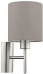 EGLO Wandlampe Pasteri, 1 flammige Textil Wandleuchte, Flurlampe aus Metall in Silber