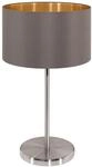 EGLO Tischlampe Maserlo, 1 flammige Textil Tischleuchte, Nachttischlampe aus Metall