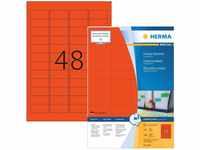 HERMA 4545 Farbige Etiketten rot, 100 Blatt, 45,7 x 21,2 mm, 48 pro A4 Bogen,...