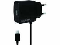 LogiLink PA0146 USB Steckdosenadapter mit Micro-USB-Kabel, 1x USB-Port, 10W schwarz