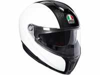 AGV Herren Sportmodular Motorrad Helm, Carbon/White, L