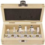Makita D-53540 Fr&auml;ser-Set 6-teilig in Holzkasette, Hartmetall, 8 mm Schaft f&uuml;r