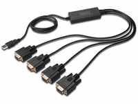 DIGITUS USB auf 4x Seriell Adapter - RS232 Konverter - USB 2.0 Typ-A zu 4x DSUB...