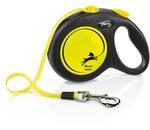 flexi&reg; Neon L | 5m Gurt Roll-Leine f&uuml;r gro&szlig;e Hunde bis 50 kg | schwarz/neon-gelb 