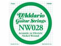 D'Addario NW028 Nickel-Einzelsaite für Gitarren 0,07 cm (0,028 Zoll)