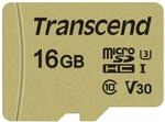 Transcend 16GB microSDHC 500S Speicherkarte mit Adapter, UHS-I U3, MLC Flash, Hohe