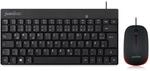 Perixx PERIDUO-212 DE, Kompaktes Mini Tastatur und Maus Set, USB-Kabel, Schwarz,