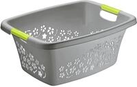 Rotho Flowers W&auml;schekorb 25 l, Kunststoff (PP), grau /gr&uuml;n, 25 Liter (50,5 x 38 x