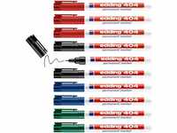 edding 404 Permanentmarker - schwarz, rot, blau, grün - 10 Stifte - extra-feine
