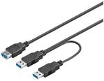 Goobay 95749 Dual USB Y Kabel 5 Gbit/s Splitterkabel USB 3.0 Stecker auf USB 3.0
