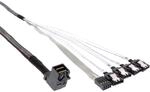 InLine 27631A Mini SAS HD Kabel, SFF-8643 gewinkelt zu 4x SATA + Sideband, 0,5m