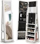 SONGMICS Schmuckschrank, Standspiegel, Spiegelschrank, mit Ganzk&ouml;rperspiegel, um