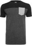 Urban Classics Herren T-Shirt 3-Tone Pocket Tee, Cha/Blk/Gry, L, TB969