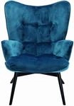 Kare Design Sessel Black Vicky, Petrol, Sessel, Polstersessel, Samtoptik, Buchenholz