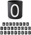 Design Letters Buchstaben Tasse Personalisiert (A-Z) | Kaffeebecher Porzellan Schwarz