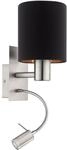 EGLO LED Wandlampe Pasteri, 2 flammige Textil Wandleuchte, Material: Stahl, Stoff,