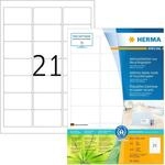 HERMA 10822 Recycling Etiketten DIN A4 (63,5 x 38,1 mm, 100 Blatt, Recycling-Papier)