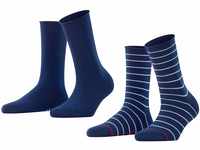 FALKE Damen Socken Happy Stripe 2-Pack W SO Baumwolle gemustert 2 Paar, Blau (Royal