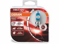 OSRAM NIGHT BREAKER LASER HB3, +150% mehr Helligkeit, Halogen-Scheinwerferlampe,