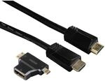 Hama HDMI-Kabel (Stecker, Ethernet, 1,5m, 2 HDMI-Adapter)