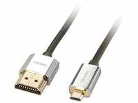 LINDY 41681 CROMO - Slim High Speed HDMI Kabel mit Ethernet - Typ A/D - 1m