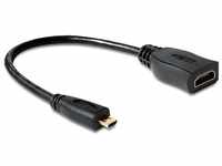 Delock Adapterkabel micro HDMI-D St > HDMI-A Bu mit 23 cm Kabel, Schwarz