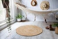 Barbara Becker runder Teppich Jute Baumwolle, Ethno Boho Style, flach,