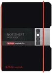 herlitz Notizheft my.book flex, A6, schwarzes Wechselcover, kariert, mit rotem