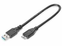 DIGITUS USB 3.2 Gen1 Anschlusskabel - 0.25 m - USB A (St) zu USB Micro B (St) -...