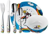 WMF Einhorn Kinder Geschirrset 6-teilig, Kindergeschirr mit Kinderbesteck Edelstahl,