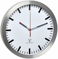 TFA Dostmann Analoge Funk-Wanduhr, leise Uhr, mit Aluminium-Rahmen, Funkuhr, wei&szlig;,