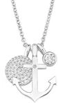 s.Oliver Kette mit Anker Anh&auml;nger f&uuml;r Damen, Zirkonia und 925er Sterling Silber,