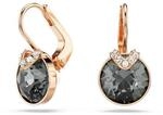 Swarovski Bella V Drop-Ohrh&auml;nger, Rundschliff, Grau, Ros&eacute;gold-Legierungsschicht