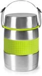 IBILI Thermos Flask Class for Solid Food 1000 ml, Stainless Steel, Silver/Green