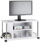 Relaxdays Fernsehtisch wei&szlig;, TV-Unterschrank mit 4 Rollen, rollbarer...