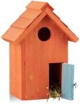 Relaxdays Nistkasten, Vogelh&auml;uschen, Holz, T&uuml;r, aufh&auml;ngen, kleines Flugloch,