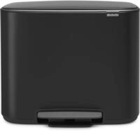 Brabantia Bo Treteimer 11 plus 23 L Abfalleimer, Metall, Matt schwarz, 54 x 36.5 x 44