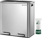 SONGMICS M&uuml;lleimer, 2 x 30 Liter, 2 F&auml;cher, M&uuml;lltrennsystem, Treteimer,