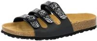 Lico Damen Bioline Flower Pantoletten, Schwarz Silber, 36 EU